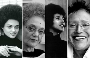 Kathleen Cleaver (esq.) e Elaine Brown (dir.), em fotos dos anos 70 e atualmente