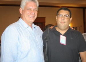 O vice-presidente cubano Diaz-Canel e o representante do PCdoB Wevergton Brito