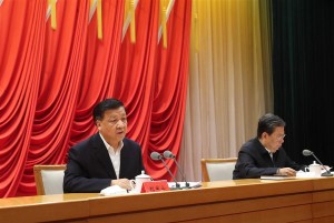 Liu Yunshan, discursa na cerimônia de encerramento do seminário sobre a 6ª Sessão Plenária do 18º Comitê Central do PCC de que participaram funcionários de nível ministerial e provincial na Escola do Partido do Comitê Central do PCCh em Pequim, capital da China / Foto: Xinhua - Liu Weibing