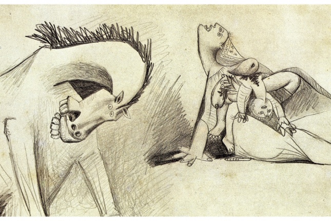 Estudo de composição do cavalo e da mãe com o filho morto / Pablo Picasso