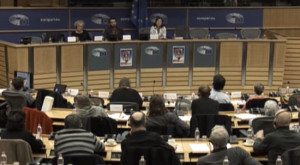 Seminário no Parlamento Europeu, 10 de janeiro de 2018. Imagem da transmissão ao vivo.
