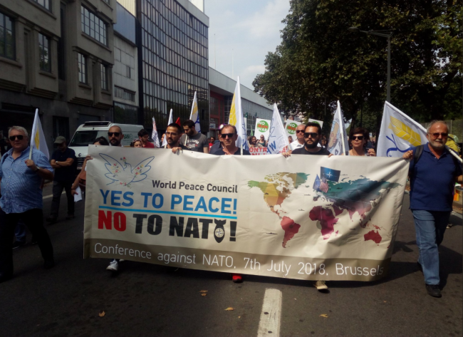 Conselho Mundial da Paz no protesto em Bruxelas / Foto: Intal